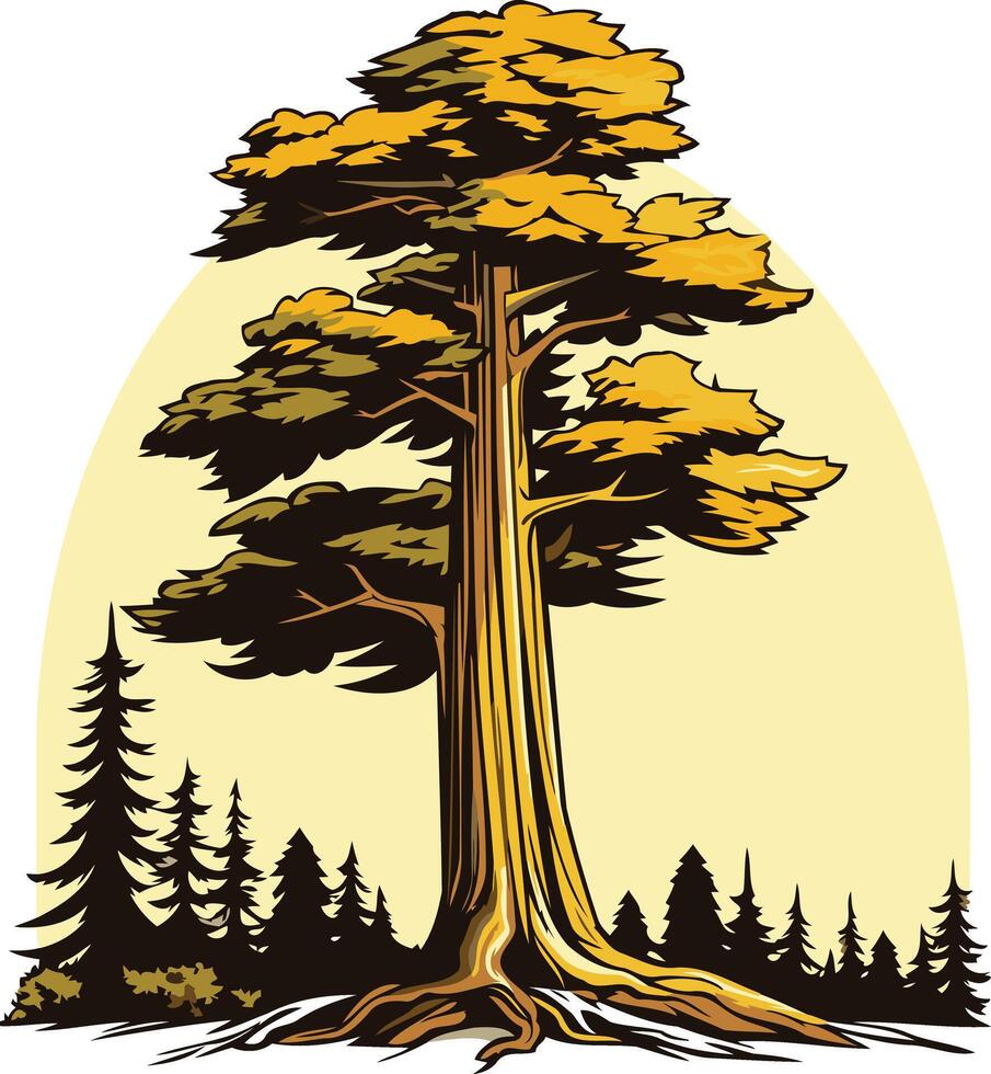 Tall Tree with Golden Leaves Illustration vector