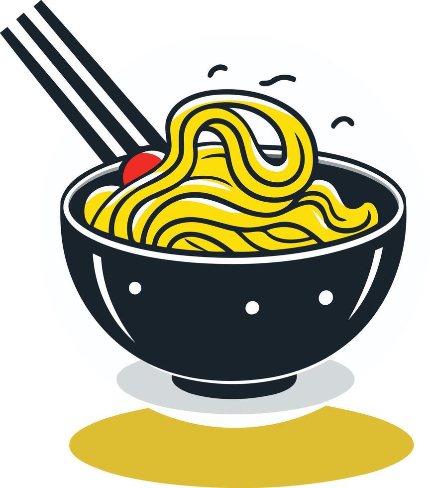 A Bowl of Noodles with Chopsticks vector