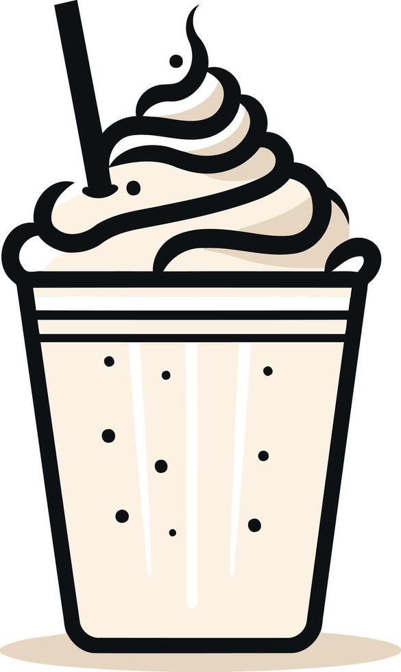 Creamy Milkshake with Whipped Cream and Straw vector