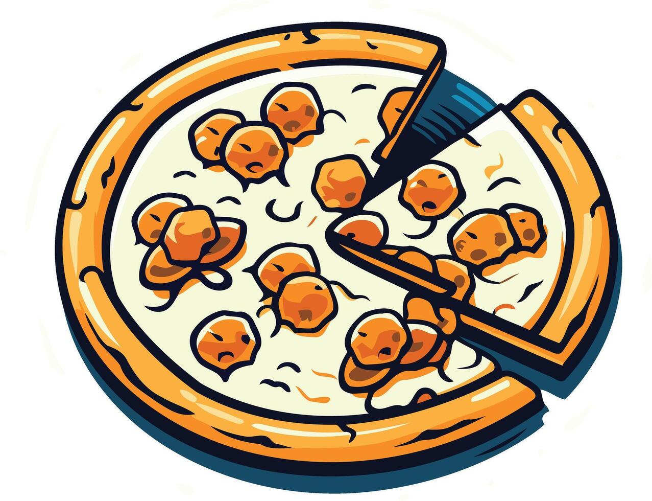 Pizza with Meatballs and Cheese vector