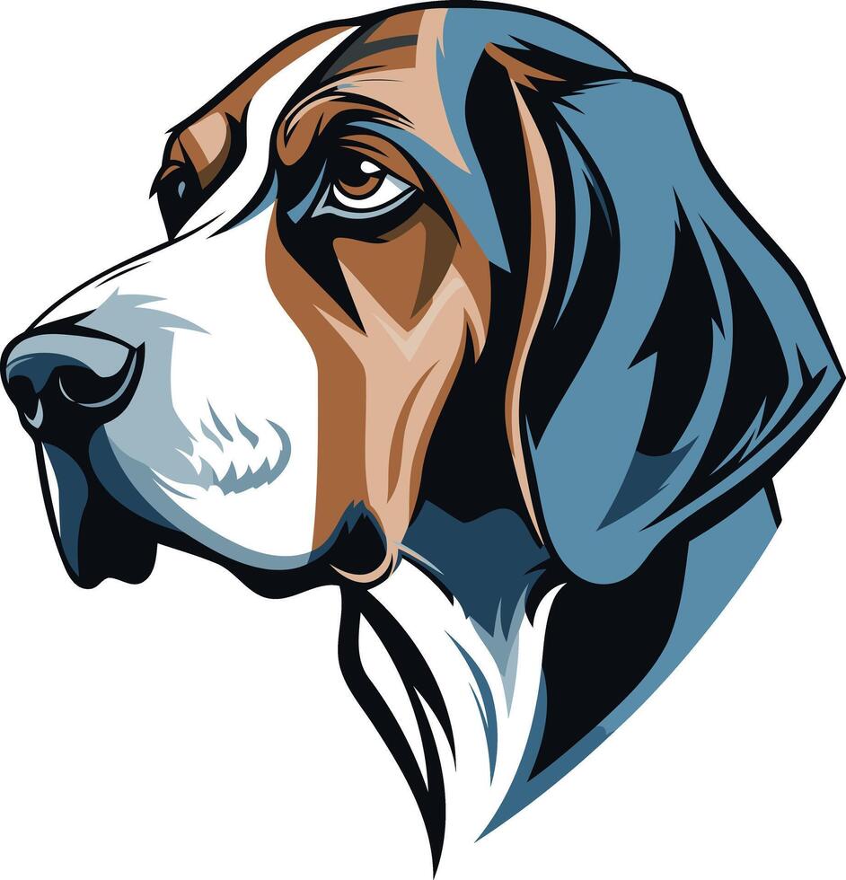 Portrait of a Basset Hound with a Serious Expression vector