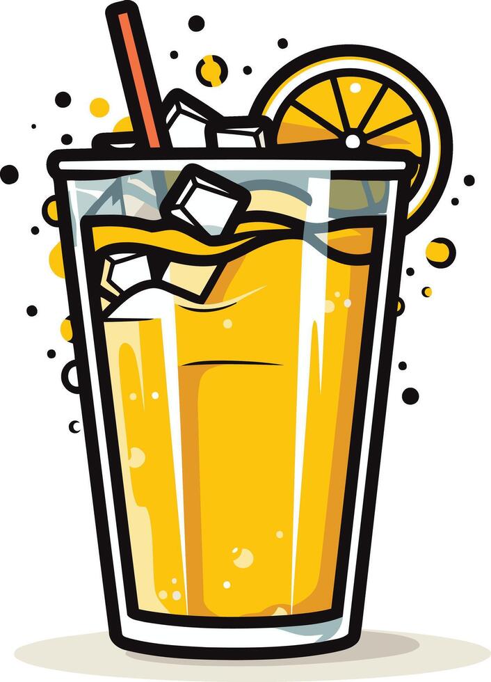 Refreshing Orange Juice with Ice and Lemon Slice vector