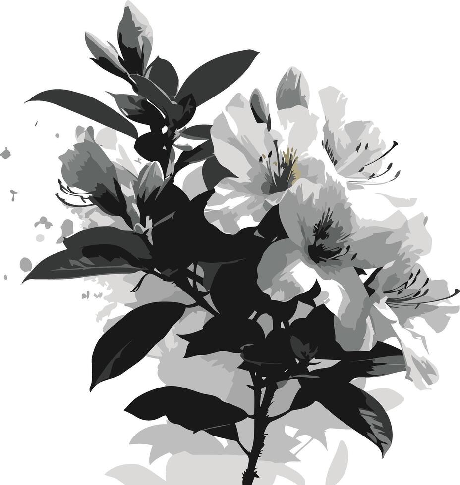 Black and White Flower with Splashes vector