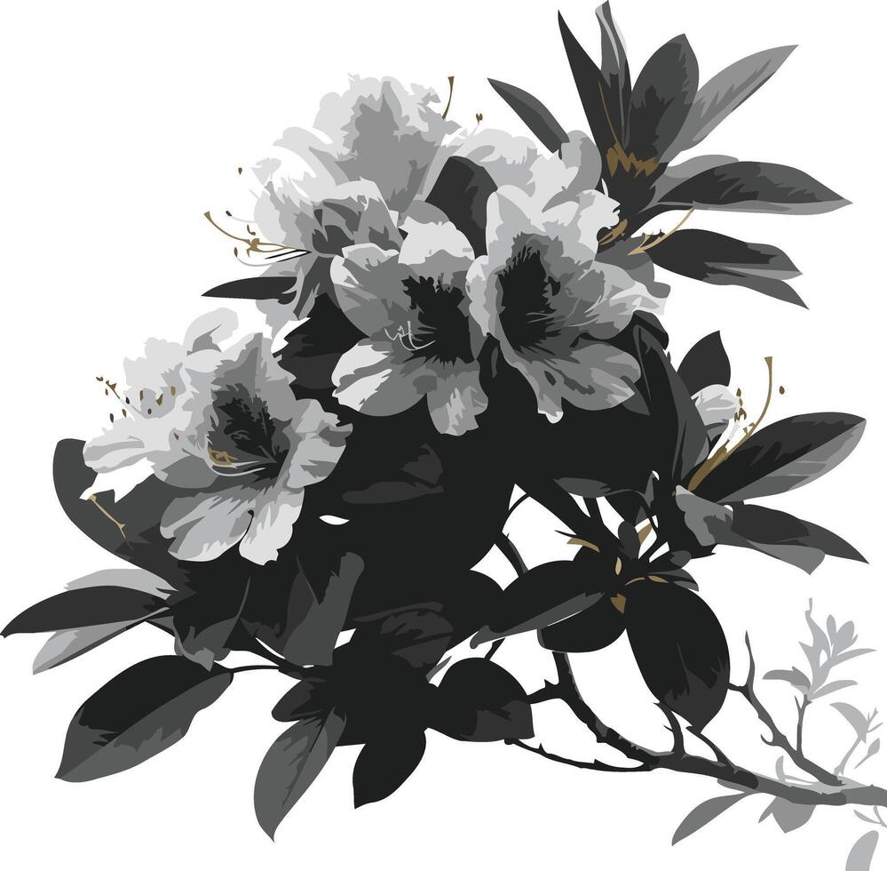 Black and White Flower Branch vector