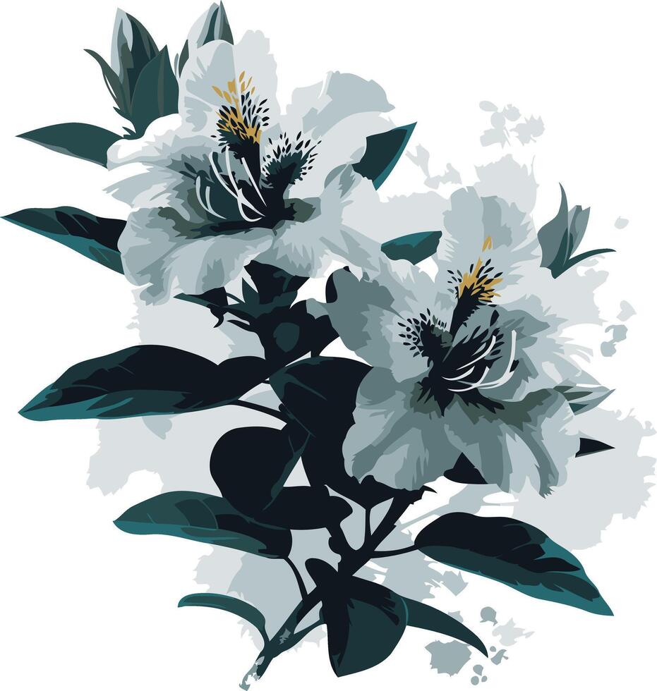 Watercolor Painting of White Flowers vector