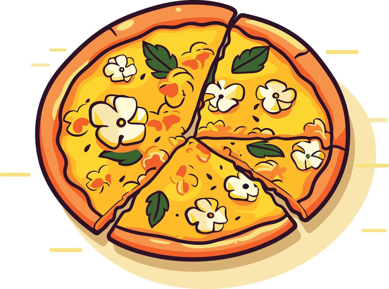 A Pizza with Flower Shaped Toppings vector