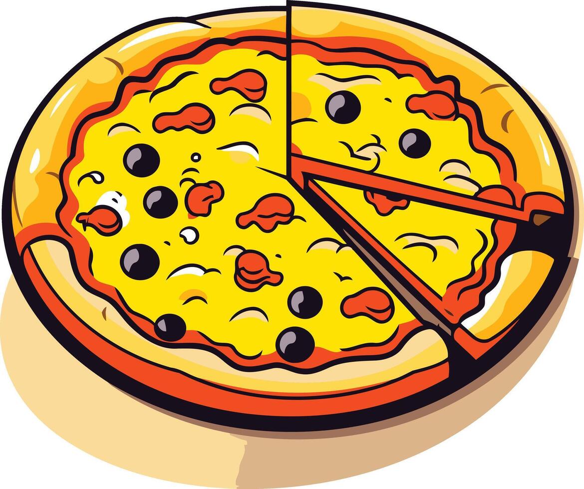 Pizza with Olives and Pepperoni vector