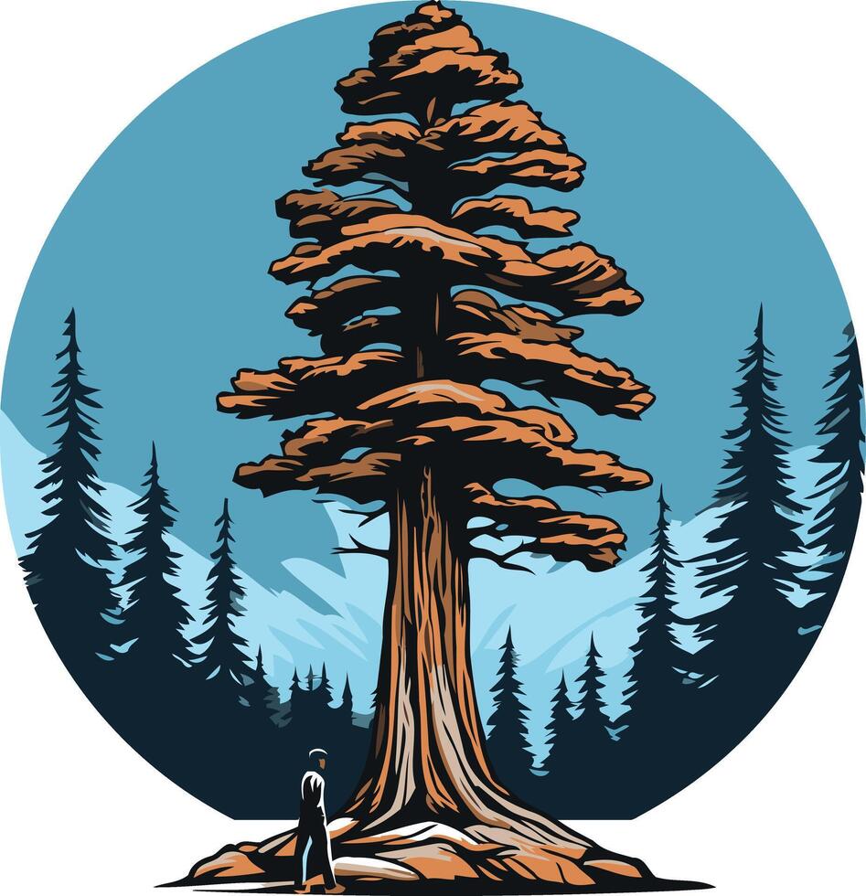 Giant Redwood Tree in a Forest vector