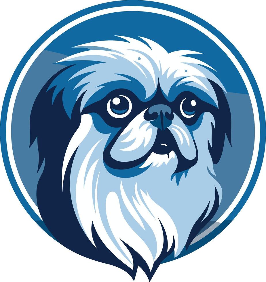 Cute Blue Pekingese Dog Portrait vector