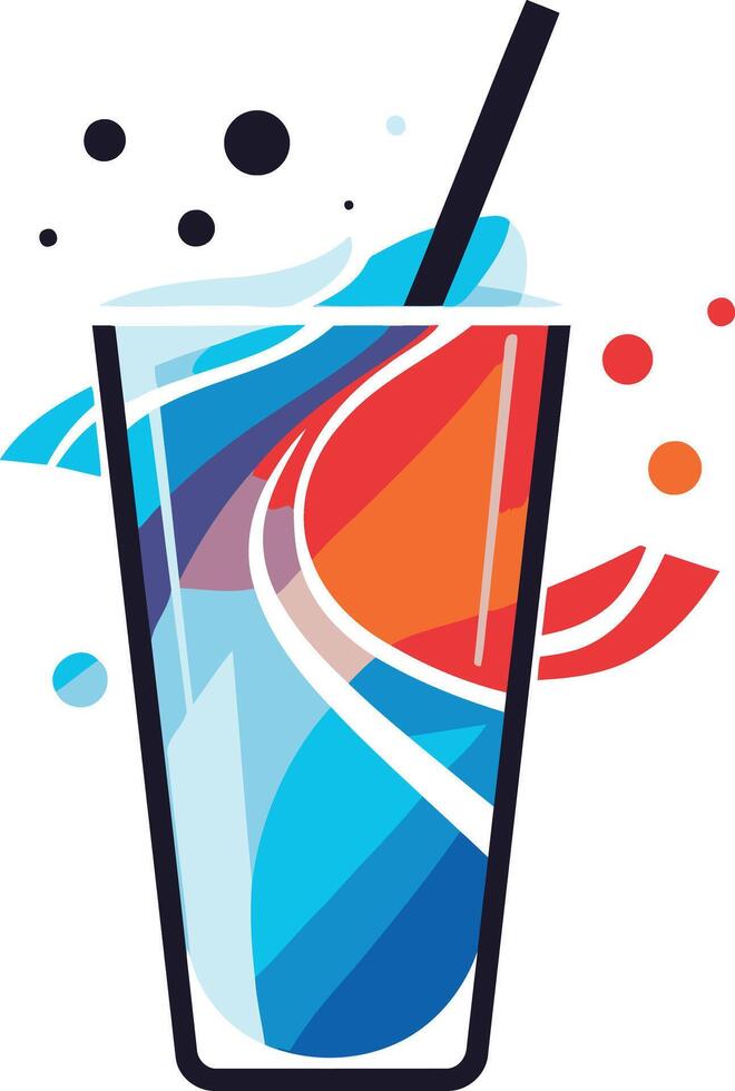 Colorful Abstract Cocktail with Straw vector