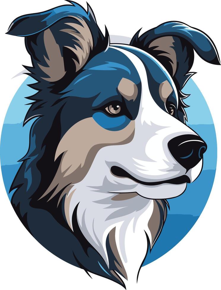 Portrait of a Blue Merle Border Collie vector