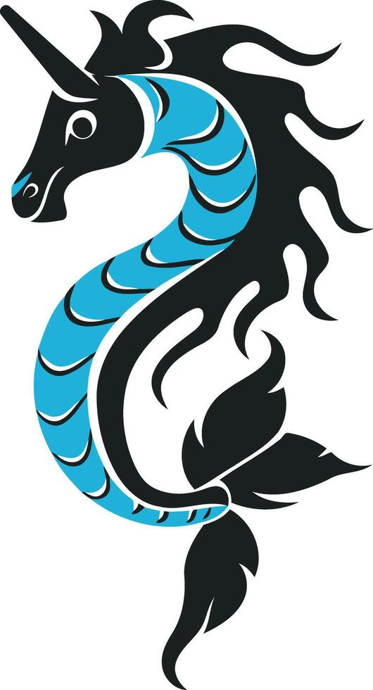 Seahorse with Unicorn Horn Aquatic Fantasy vector