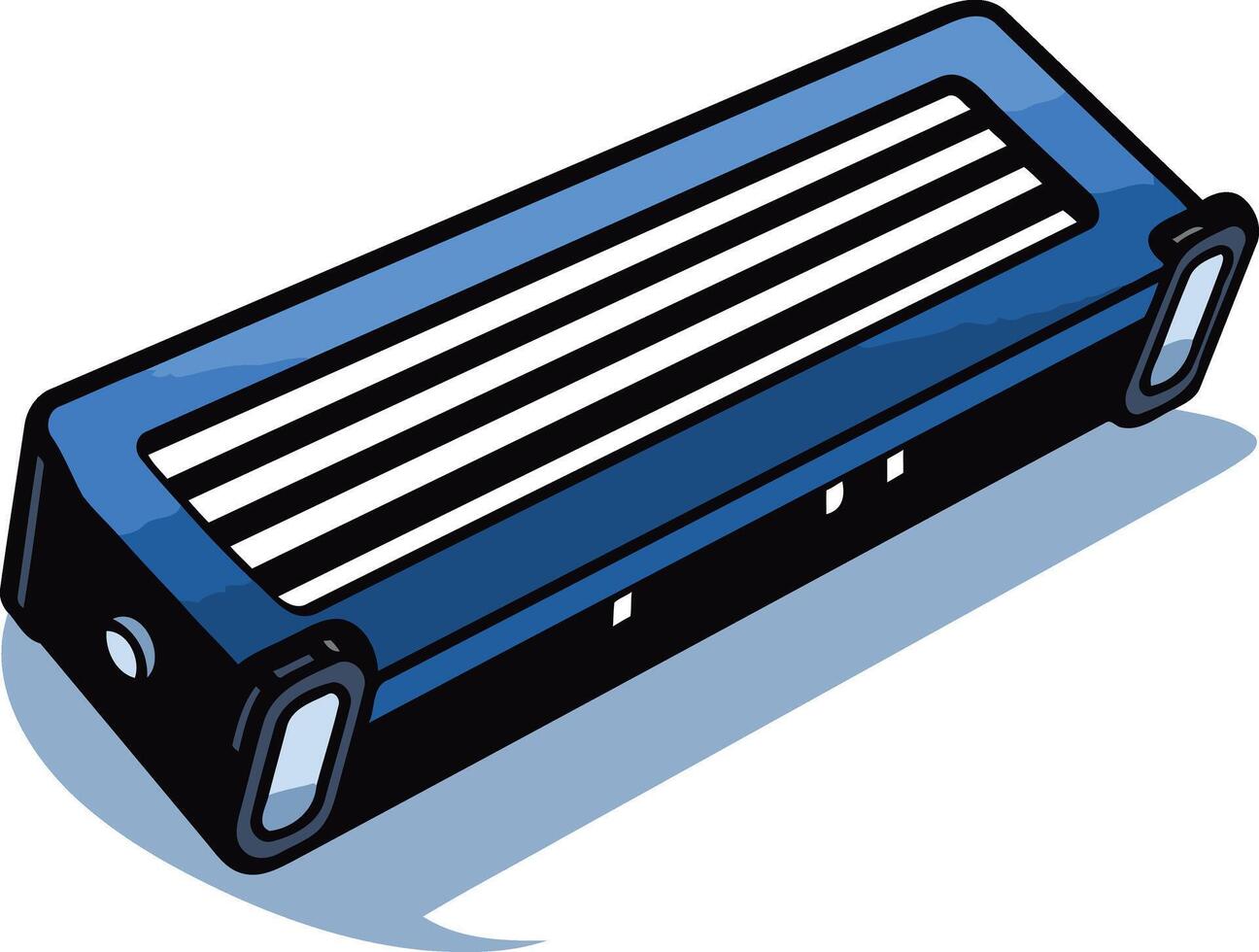 Blue and Black Harmonica with White Lines vector