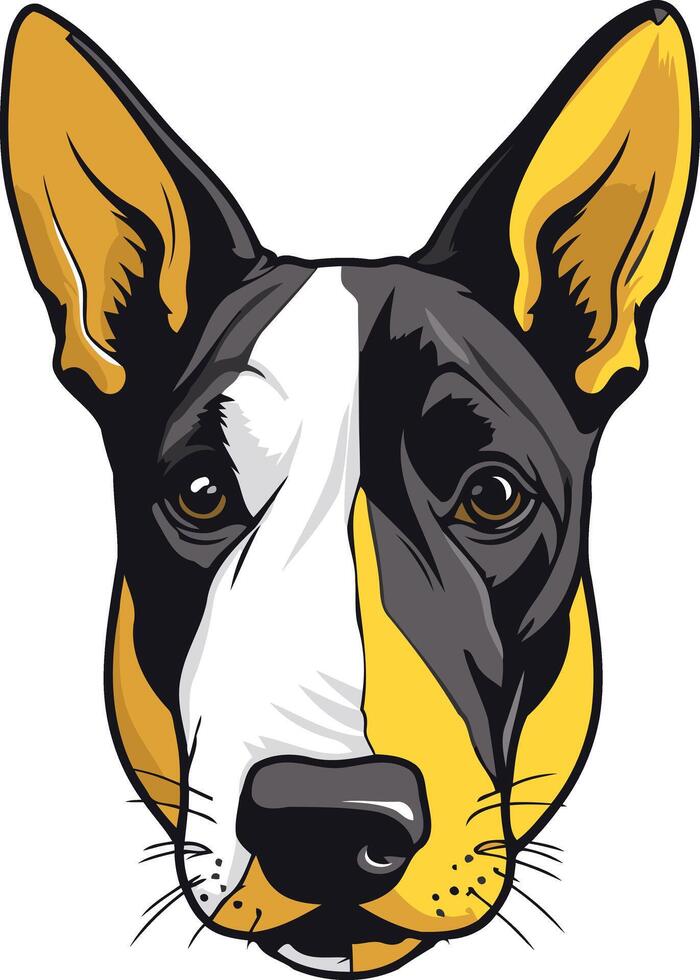 Portrait of a Black and White Dog vector