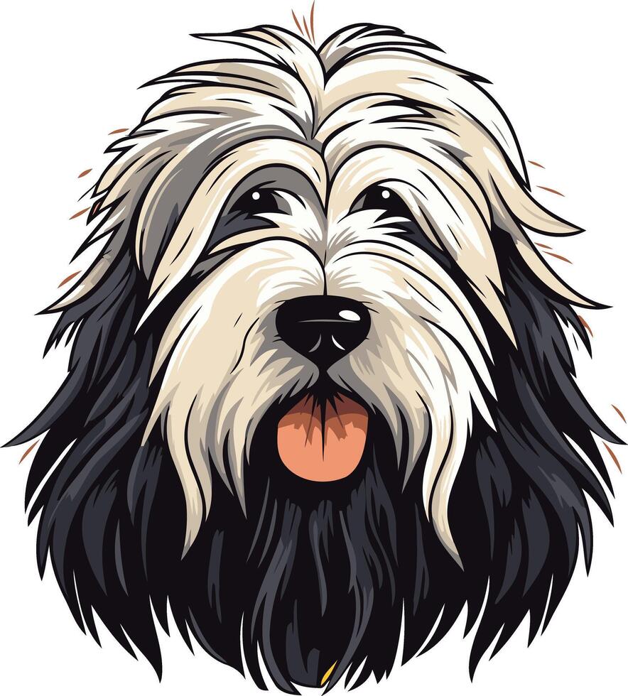 A Portrait of a Black and White Sheepdog vector