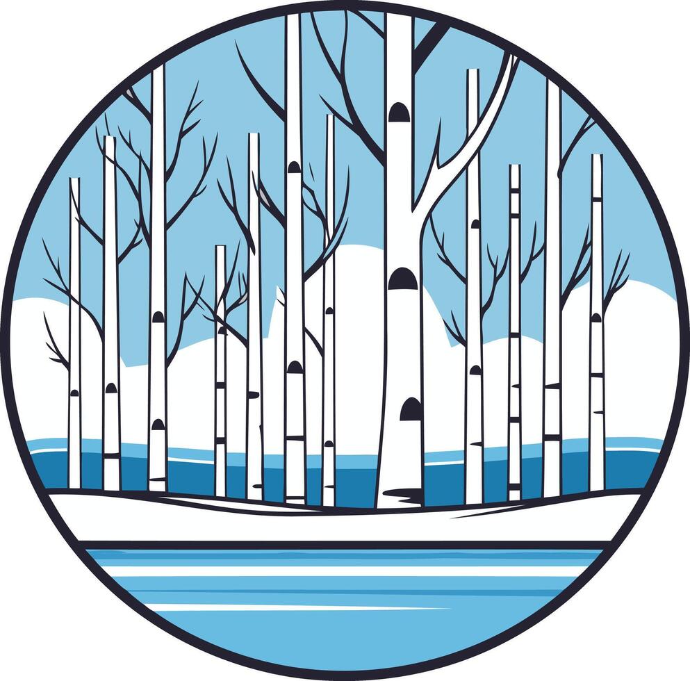 Winter Birch Forest Landscape vector