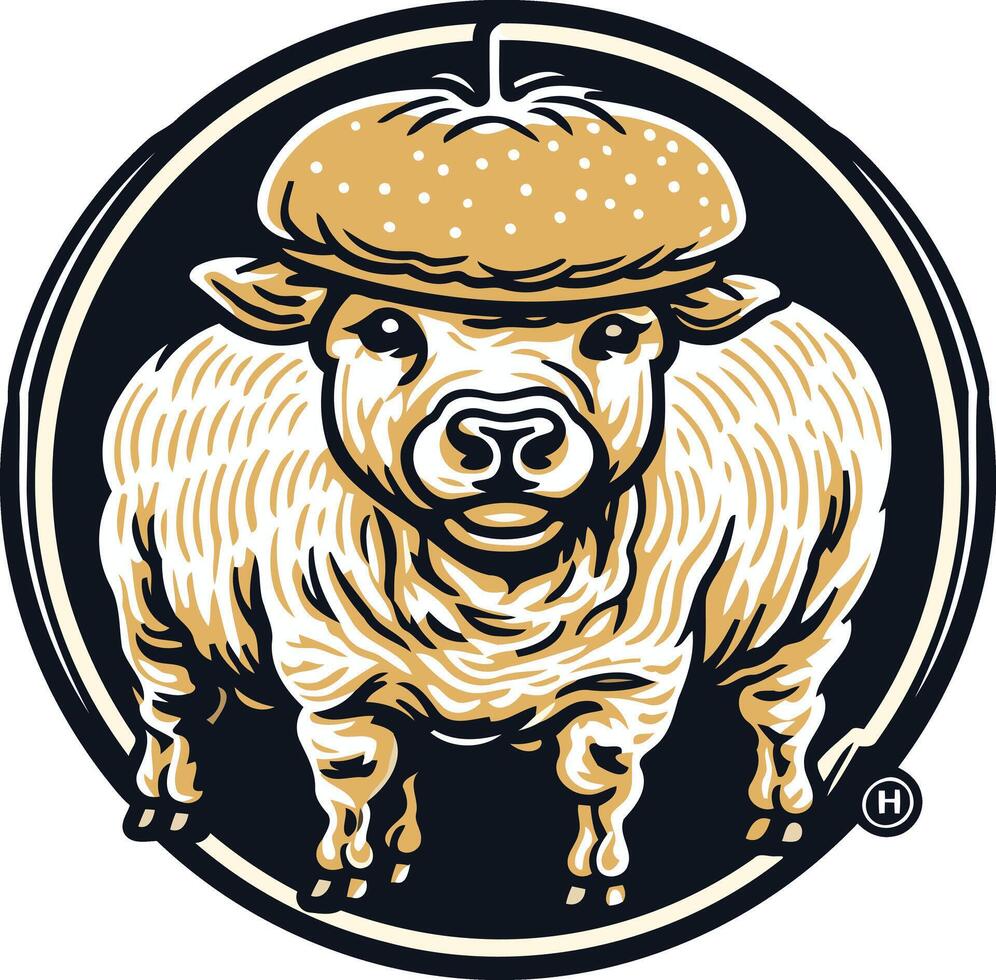 Sheep Wearing a Bun Hat vector