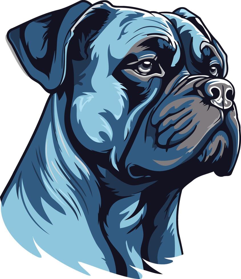 Blue Toned Portrait of a Powerful Dog vector
