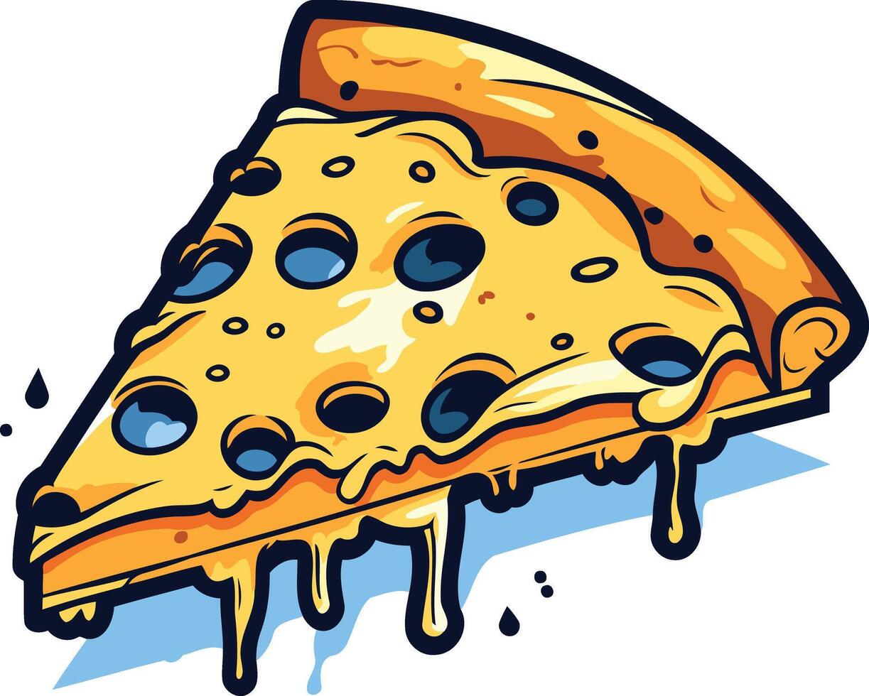 A Slice of Pizza with Melted Cheese vector