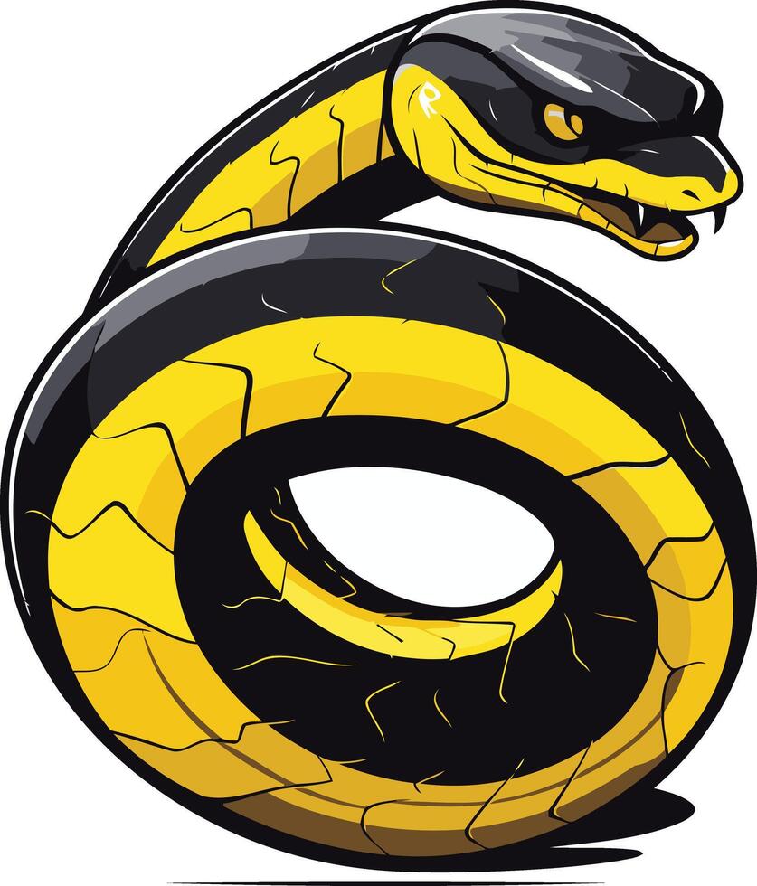 Venomous Black and Yellow Snake vector