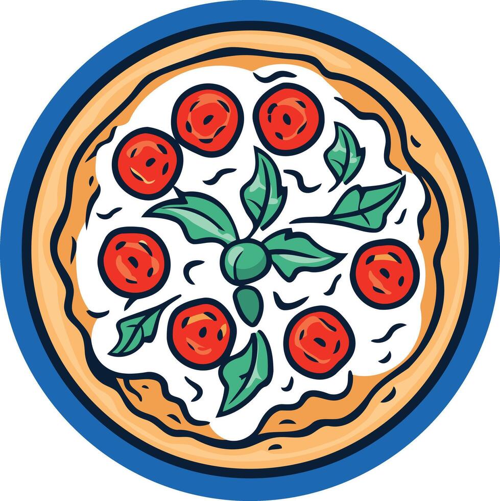 Delicious Pizza with Tomato Toppings and Fresh Basil vector