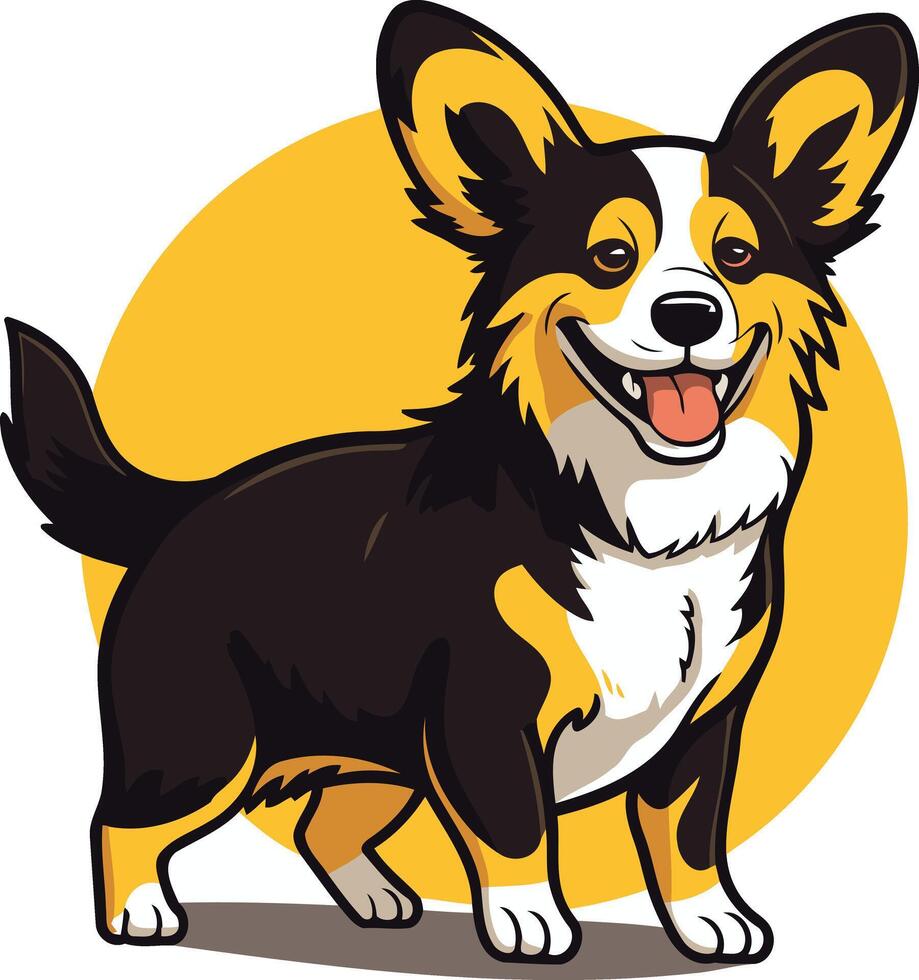 Cartoon Illustration of a Smiling Corgi vector