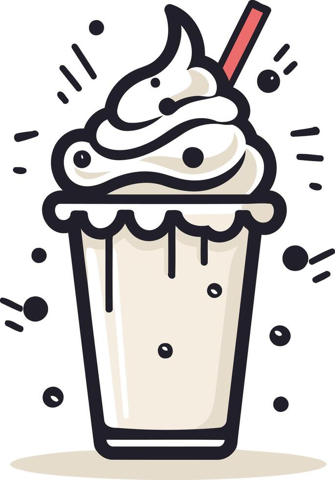 Whipped Cream Milkshake with a Straw vector