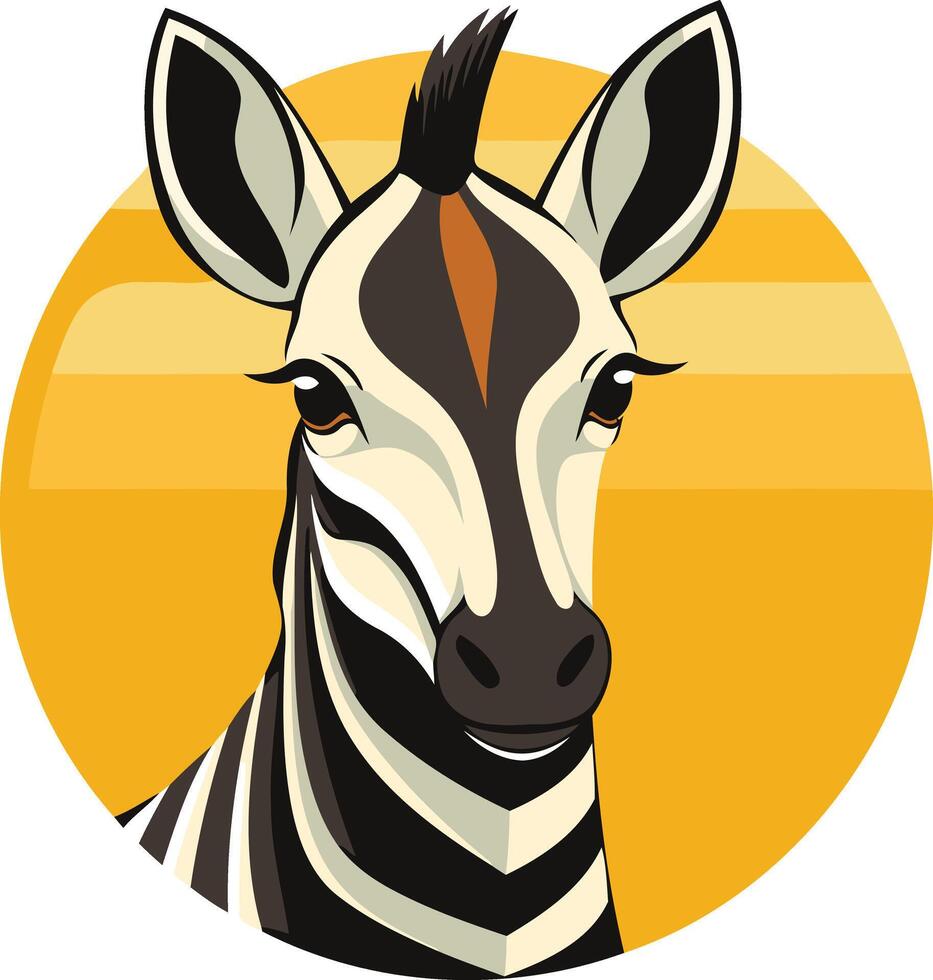 Zebra Portrait Against Sunset vector