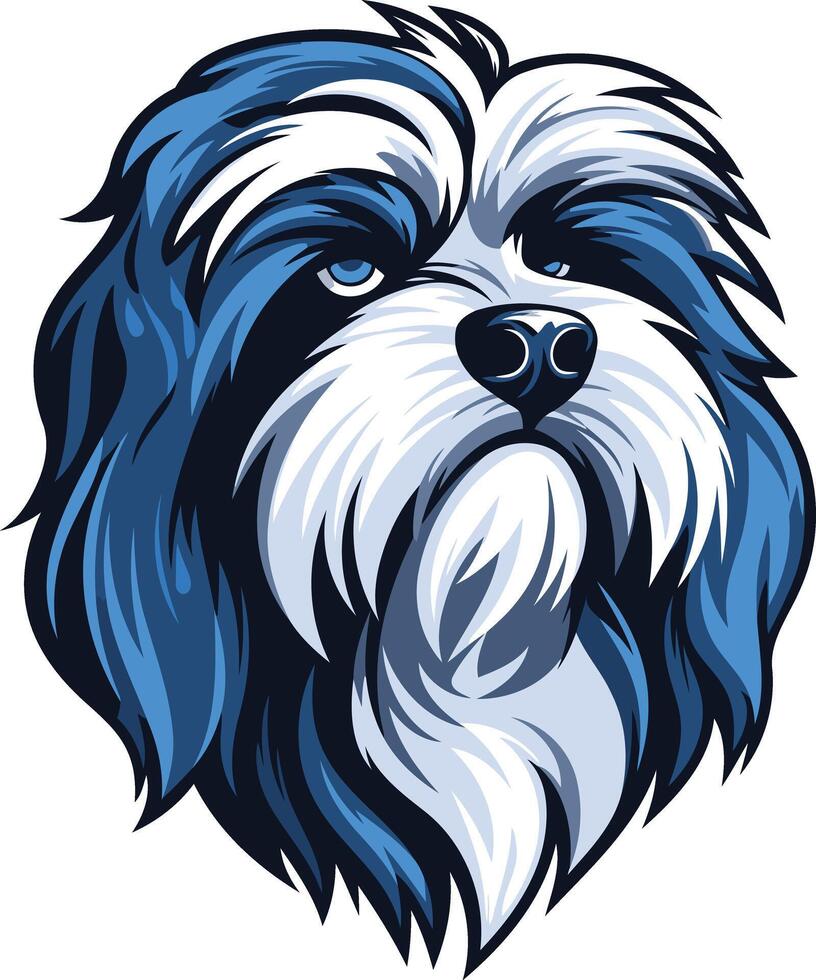 Blue and White Dog Portrait vector