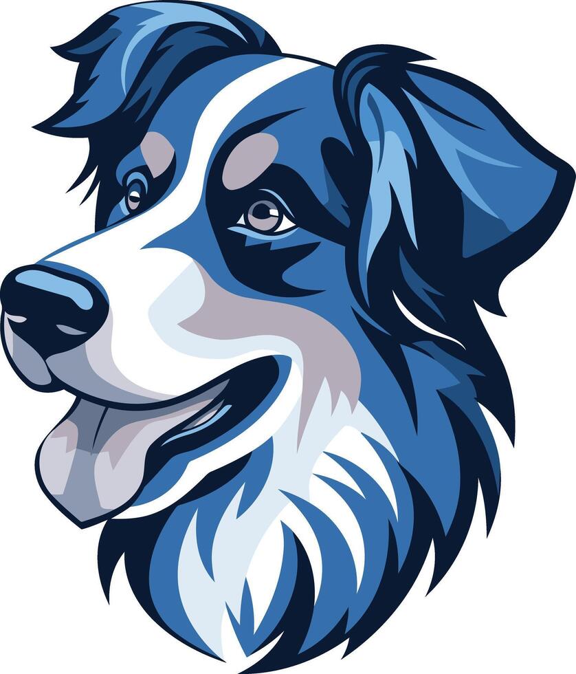 Blue and White Dog Portrait vector