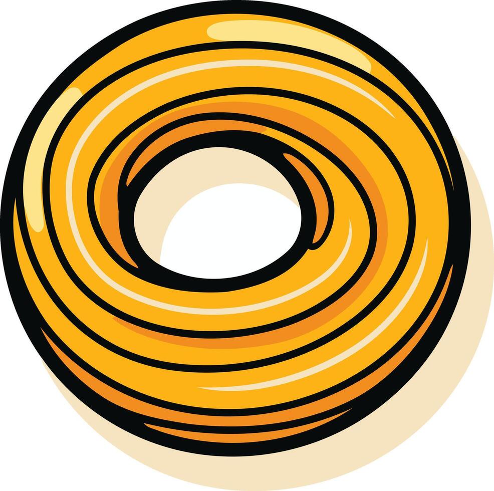Cartoon Illustration of a Yellow Doughnut vector