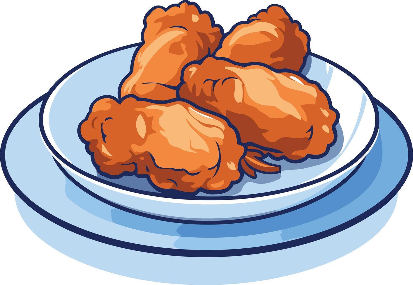 Delicious Fried Chicken Wings on a Plate vector