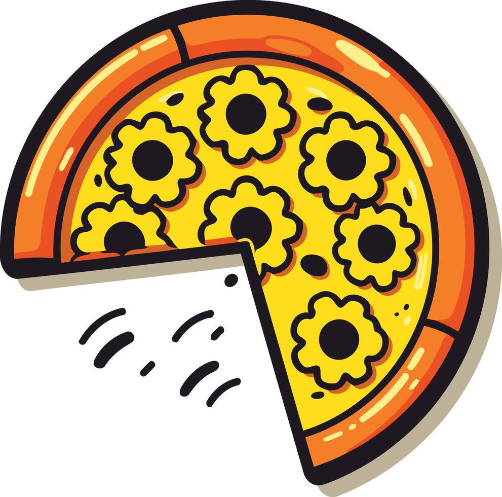 Cartoon Pizza with a Missing Slice vector