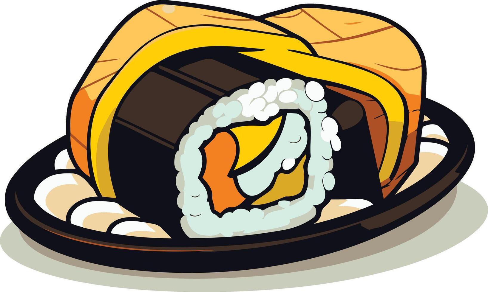 Cartoon Illustration of a Sushi Roll vector