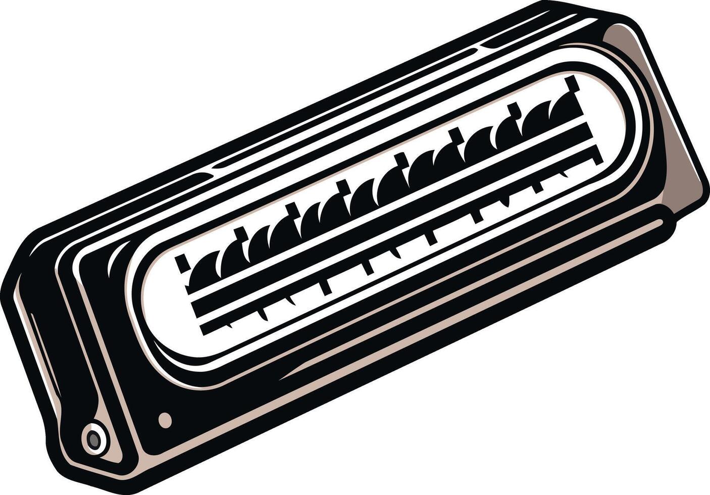 Black and White Harmonica Illustration vector