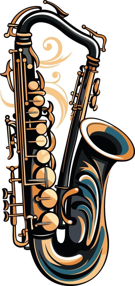 Saxophone with Swirling Design vector