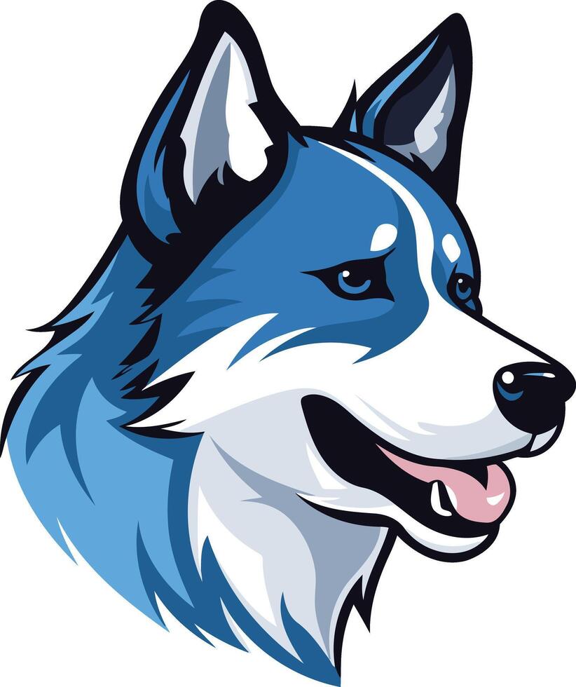 A friendly, cartoon style husky dog head, perfect for branding, mascots, and children's designs vector