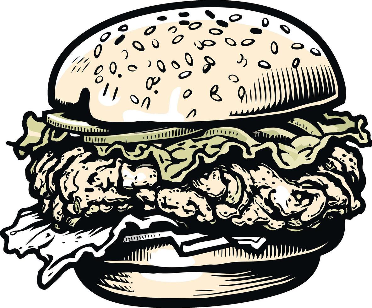 Hand Drawn Illustration of a Delicious Burger vector