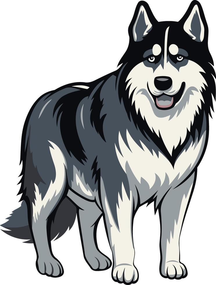 Cartoon Illustration of a Siberian Husky vector