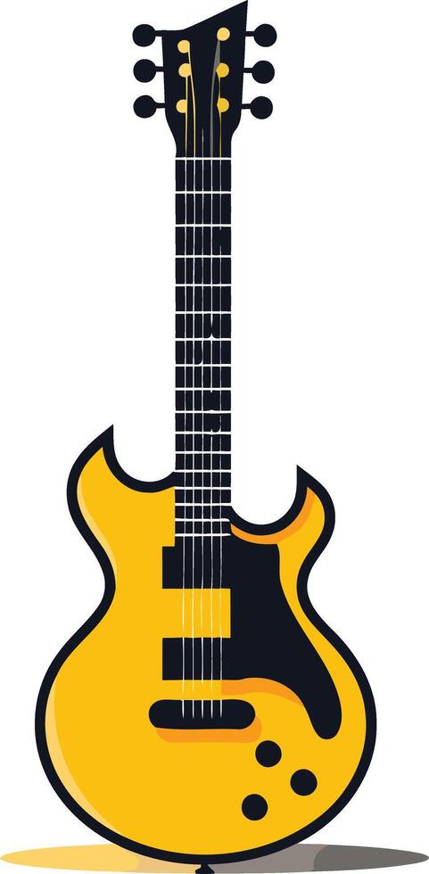 A vibrant yellow electric guitar, ideal for music related designs, logos, and branding vector