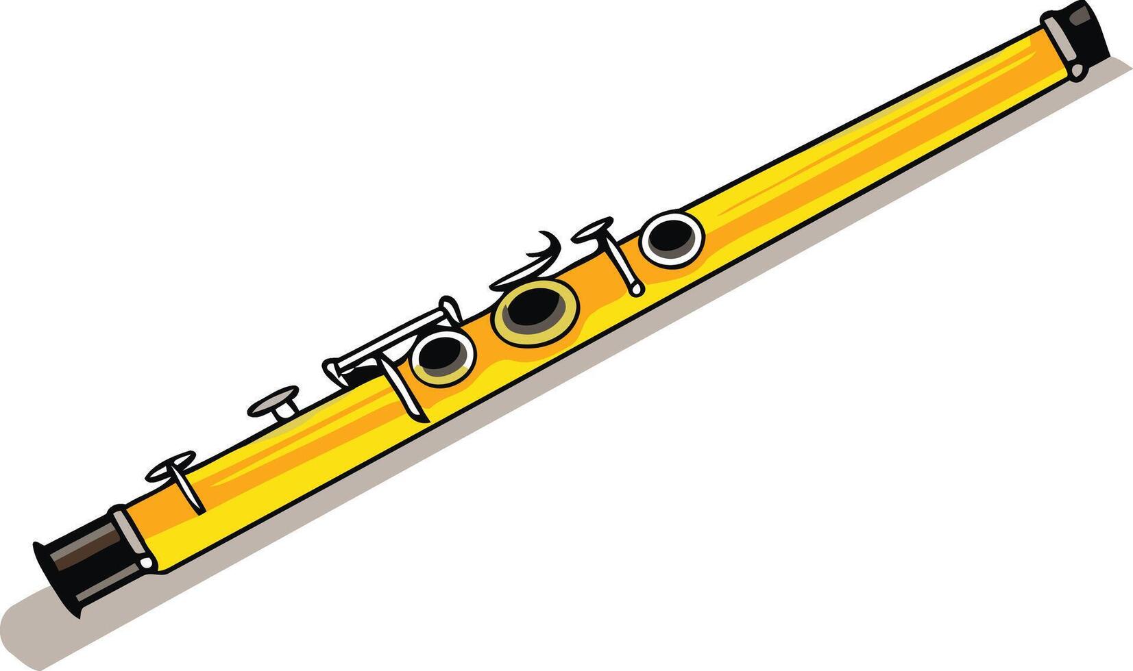 A simple, cartoon style illustration of a yellow flute, perfect for educational materials, music related projects, or whimsical designs vector