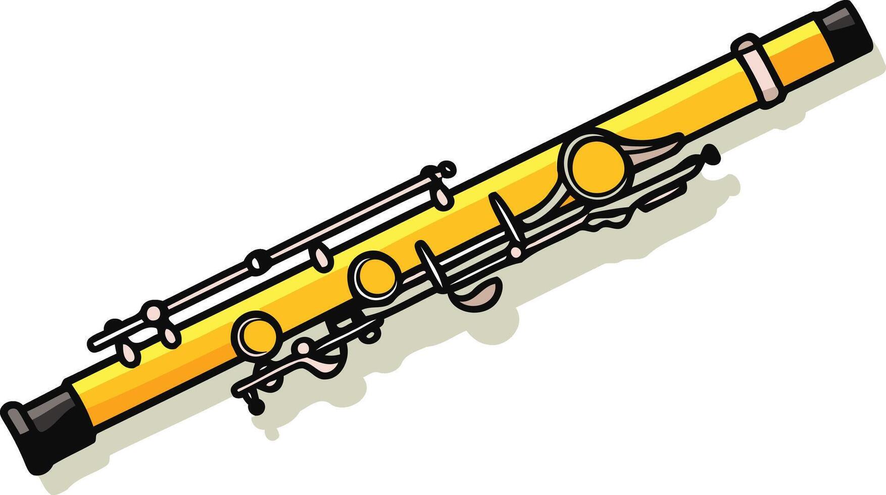 A simple, cartoon illustration of a yellow clarinet, perfect for educational materials, music themed designs, or playful branding vector