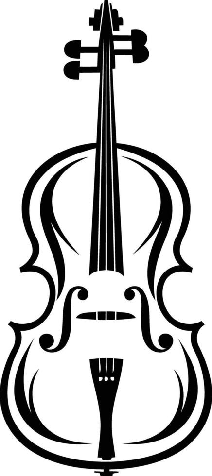 Stylish black and white illustration of a cello, perfect for music themed projects, websites, and designs vector