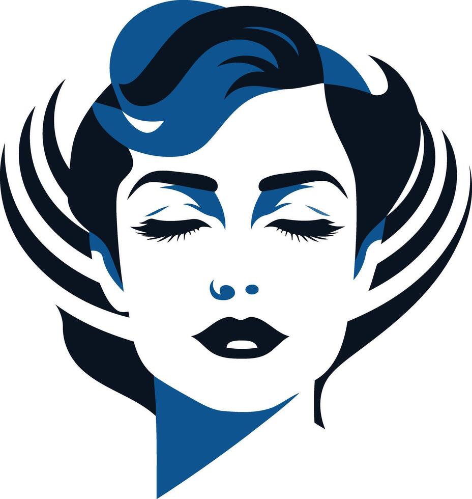 A stylish and modern logo featuring a woman's face with her eyes closed, evoking peace and serenity vector