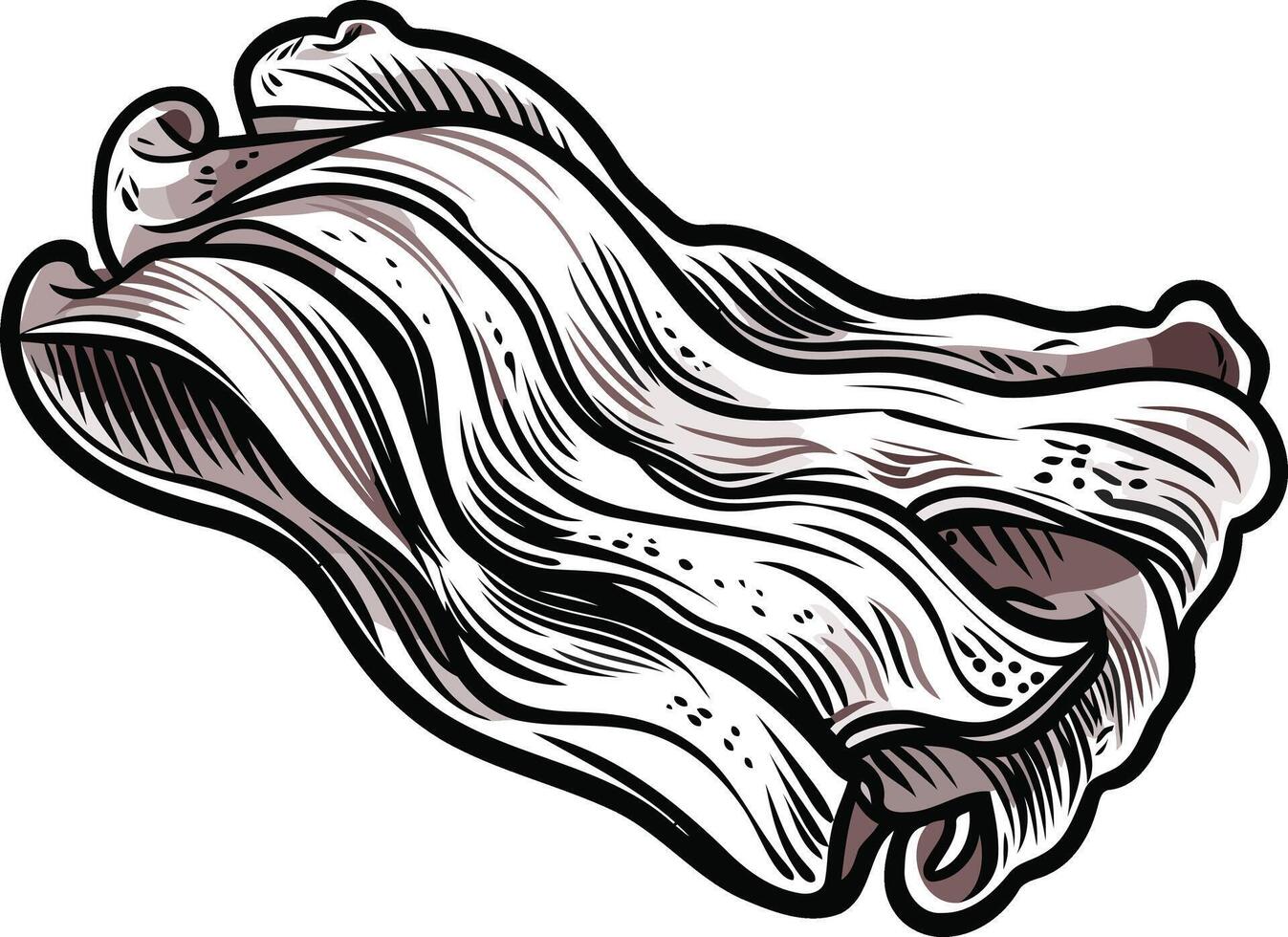 Engraved Illustration of a Single Strip of Bacon vector