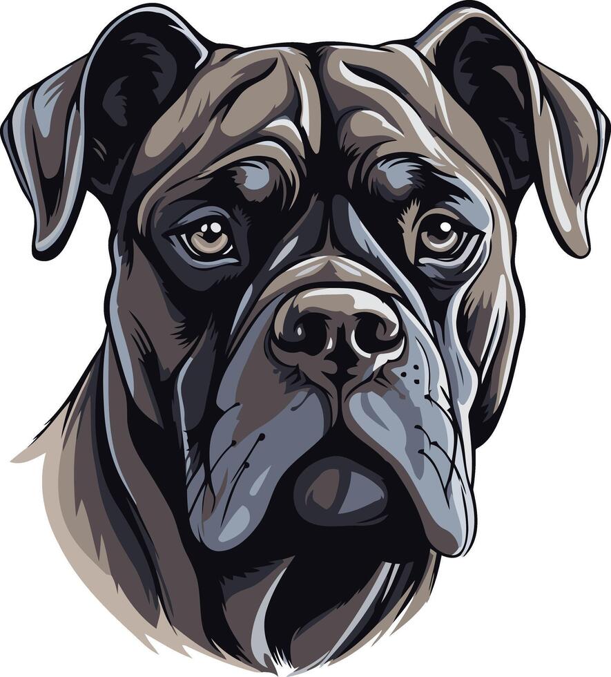 Black Dog Portrait with Serious Expression vector