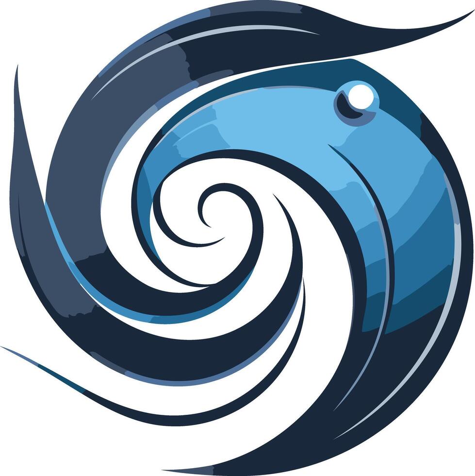 Abstract logo design featuring a swirling blue and black shape, perfect for a tech company, app, or website vector
