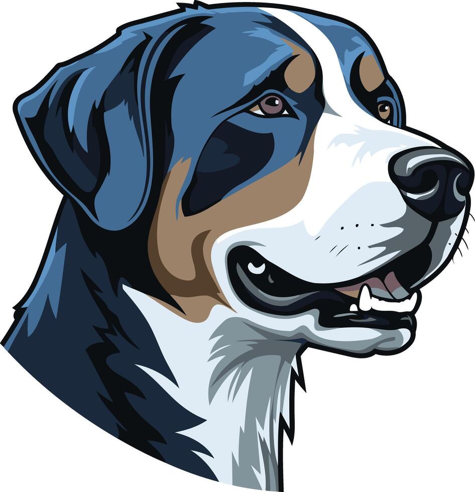 A charming illustration of a bernese mountain dog, perfect for pet related brands, dog lover merchandise, and more vector