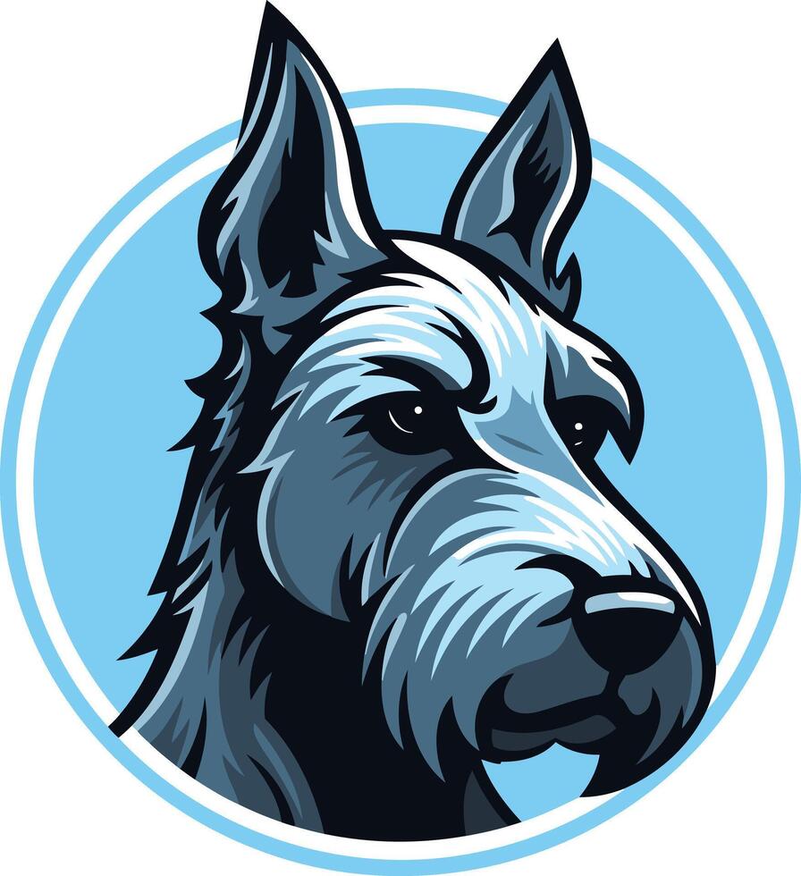 A strong and proud scottish terrier head, illustrated in a bold and playful style, perfect for pet related businesses and brands vector