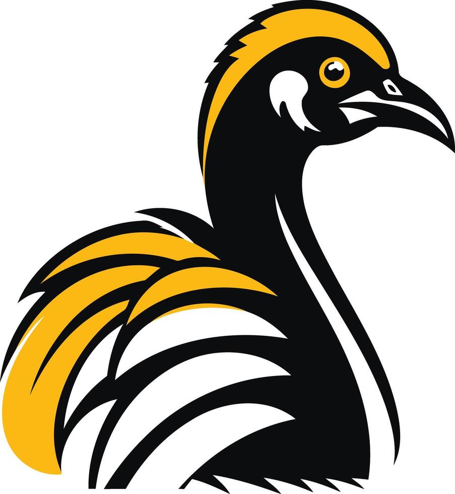 A bold, stylized illustration of a cassowary head, perfect for branding, logos, and wildlife themed designs vector